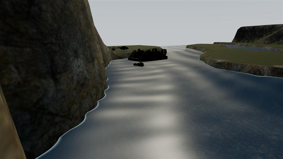 A low channel and a landing force coming ashore